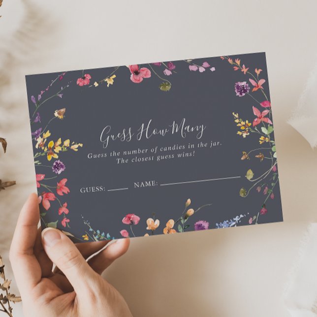 Visite Classic Blue Wild Floral Devinez Combien De Carte  (Créateur téléchargé)