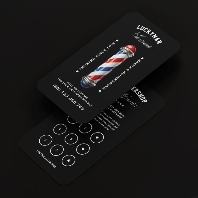 Visite Classic Pole en Barbier Rouge Blanc Bleu Carte de  (Classic Barber Pole Red White Blue Loyalty Card
)