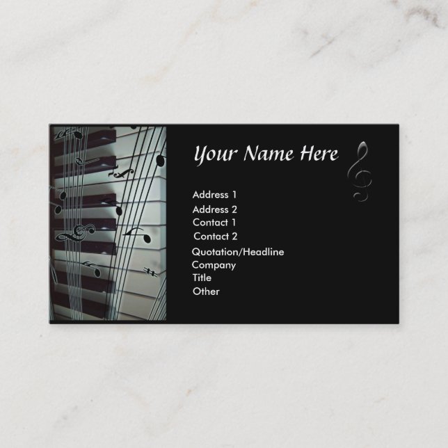 Visite Clavier de piano et notes de musique Carte de visi (Devant)