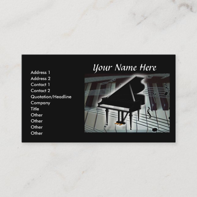 Visite Clavier de piano et notes de musique Carte de visi (Devant)