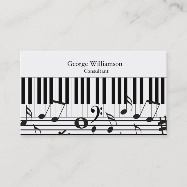 Visite Clés de piano personnalisées Instruments Carte de  (Devant)