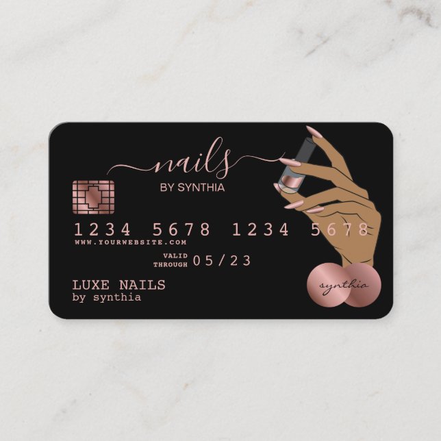 Visite Clous Technicien Carte de crédit Styled Rose Gold  (Devant)