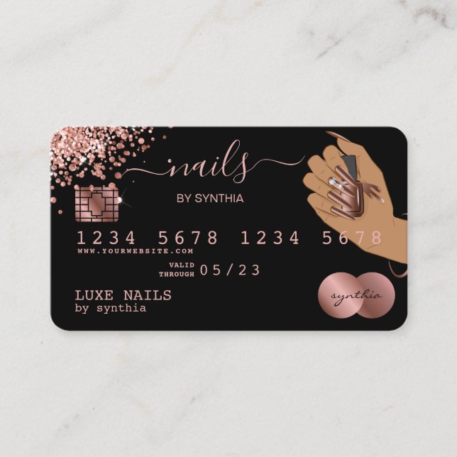 Visite Clous Technicien Carte de crédit Styled Rose Gold  (Devant)