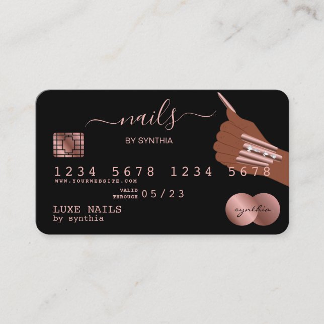 Visite Clous Technicien Carte de crédit Styled Rose Gold  (Devant)