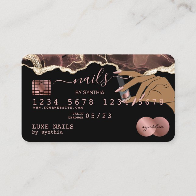 Visite Clous Technicien Carte de crédit Styled Rose Gold  (Devant)