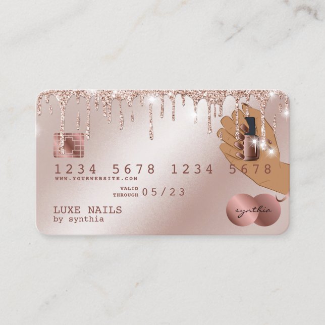 Visite Clous Technicien Carte de crédit Styled Rose Gold  (Devant)