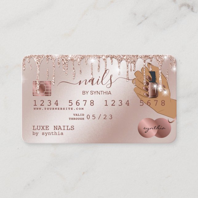 Visite Clous Technicien Carte de crédit Styled Rose Gold  (Devant)