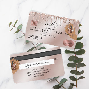 Visite Clous Technicien Carte de crédit Styled Rose Gold 