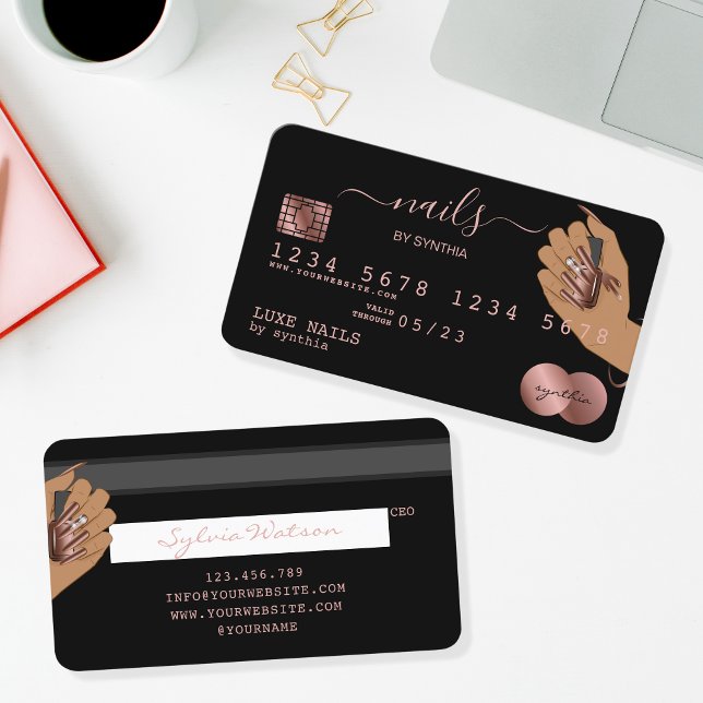 Visite Clous Technicien Carte de crédit Styled Rose Gold  (Créateur téléchargé)