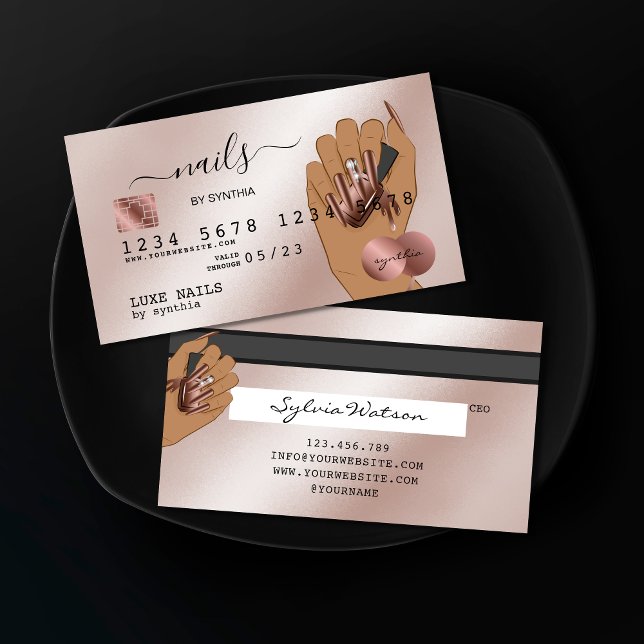 Visite Clous Technicien Carte de crédit Styled Rose Gold  (Créateur téléchargé)