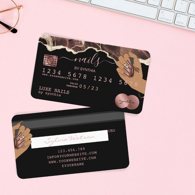 Visite Clous Technicien Carte de crédit Styled Rose Gold  (Créateur téléchargé)