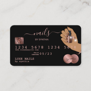 Visite Clous Technicien Carte de crédit Styled Rose Gold 