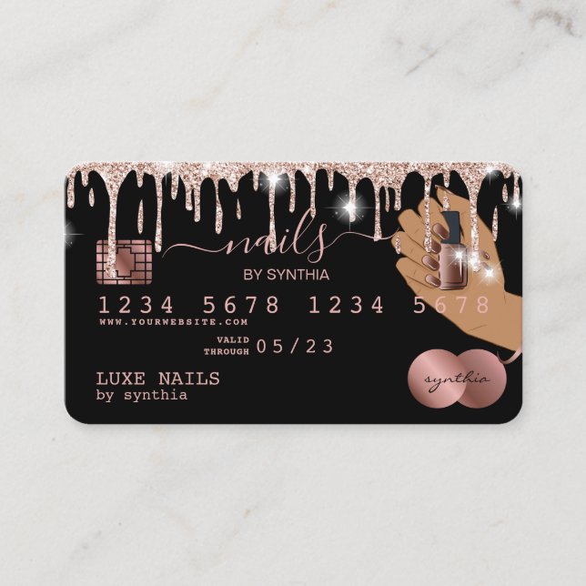 Visite Clous Technicien Carte de crédit Styled Rose Gold  (Devant)