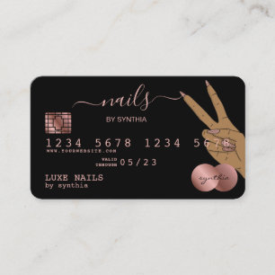 Visite Clous Technicien Carte de crédit Styled Rose Gold 