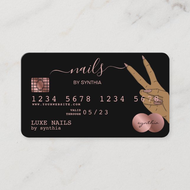 Visite Clous Technicien Carte de crédit Styled Rose Gold  (Devant)