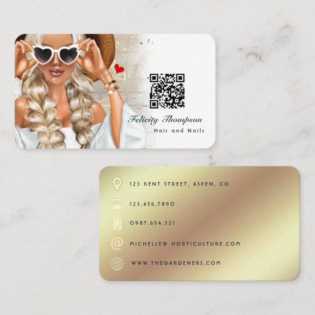 Visite Code QR de coiffeur pour entreprise Carte de visit (Devant / Derrière)