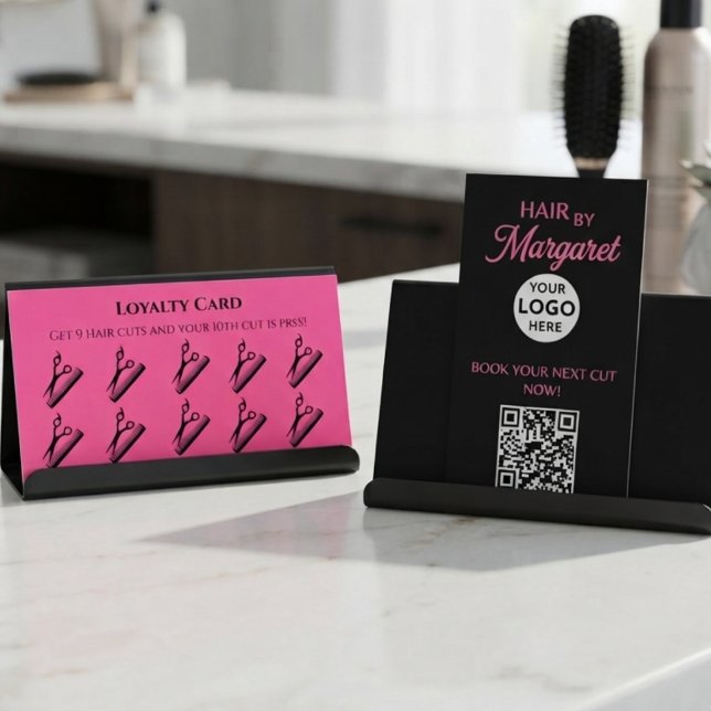 Visite Code QR Logo Carte de Fidélité Salon de Coiffure R (Créateur téléchargé)