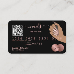 Visite Code QR Nails Technicien Carte de crédit Rose Gold