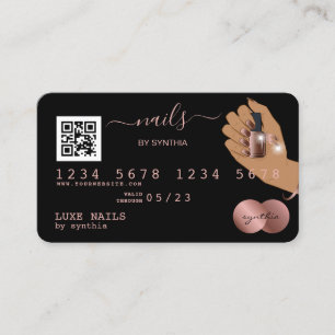 Visite Code QR Nails Technicien Carte de crédit Rose Gold
