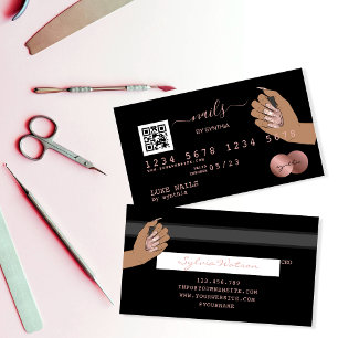 Visite Code QR Nails Technicien Carte de crédit Rose Gold