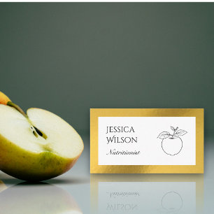 Visite Code QR nutritionniste fruit feuille d'or carte de