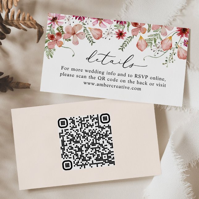 Visite Code QR Rustic Mariage Details Carte de boîtier (Créateur téléchargé)
