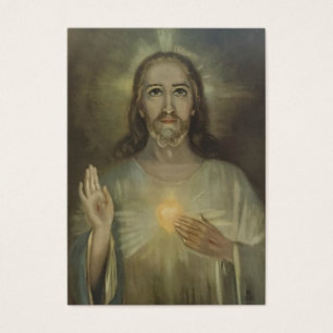 Visite Coeur sacré des cartes saintes de Jésus w/prayer
