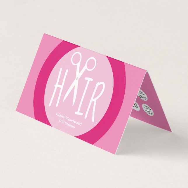 Visite Coiffeuse rose Carte de fidélité professionnelle p (Devant)
