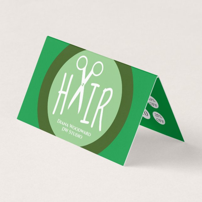 Visite Coiffeuse verte Carte de fidélité professionnelle  (Devant)