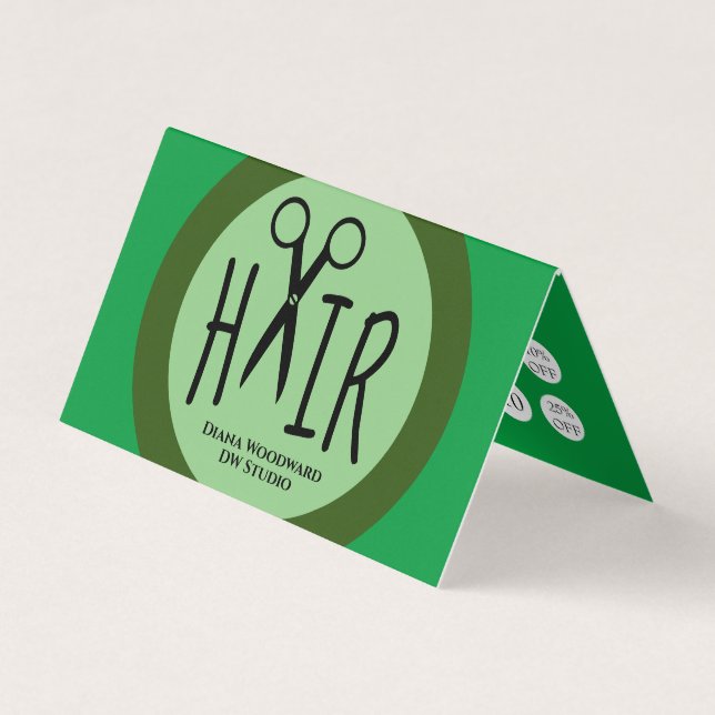 Visite Coiffeuse verte Carte de fidélité professionnelle  (Devant)
