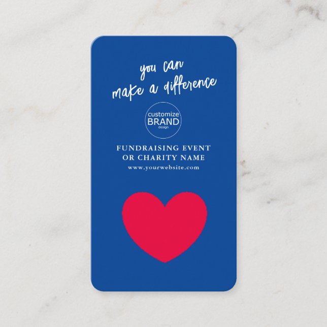 Visite Collecte de fonds Charity Event Blue Logo Carte ph (Devant)