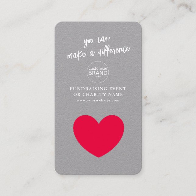 Visite Collecte de fonds Charity Event Grey Logo Carte ph (Devant)