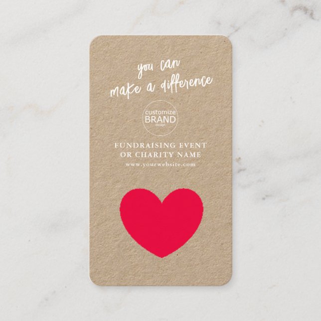 Visite Collecte de fonds Charity Event Rustic Logo Carte  (Devant)