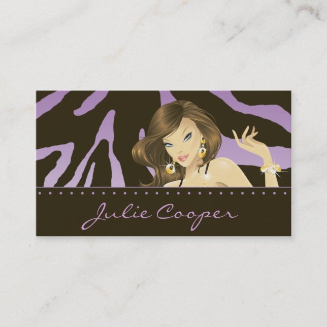 Visite Composez le zèbre pourpre de femme de carte de (Devant)