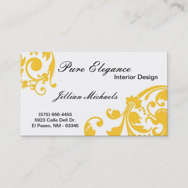 Visite Concepteur intérieur Damask Filigree Carte de visi (Devant)