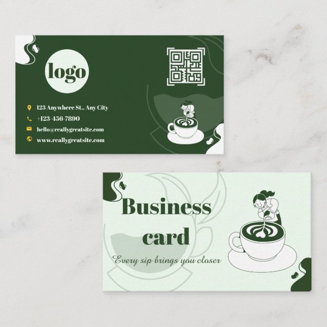 Visite Conception de carte de fidélité de café vert (Devant / Derrière)