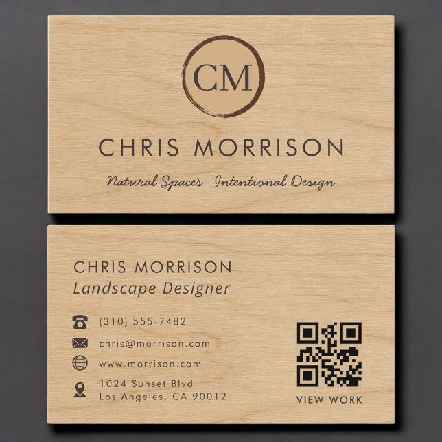 Visite Conception de Paysage Carte QR Bois Professionnel (Créateur téléchargé)