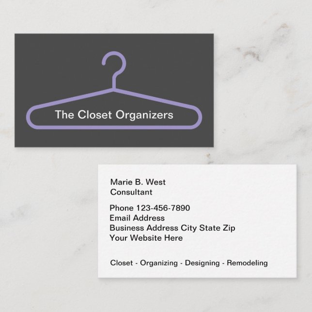 Visite Conception d'organisation de placard Carte de visi (Devant / Derrière)
