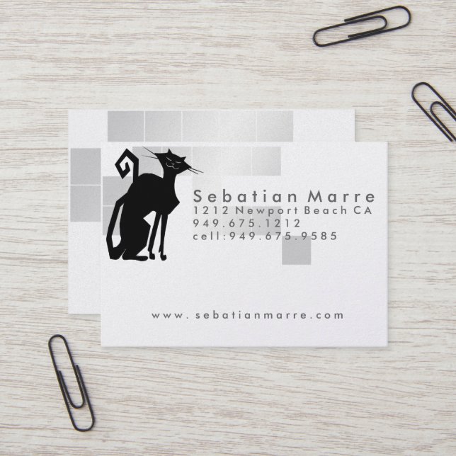 Visite Conception du logo de chat - Platine Carte de visi (Devant/Arrière en situation)