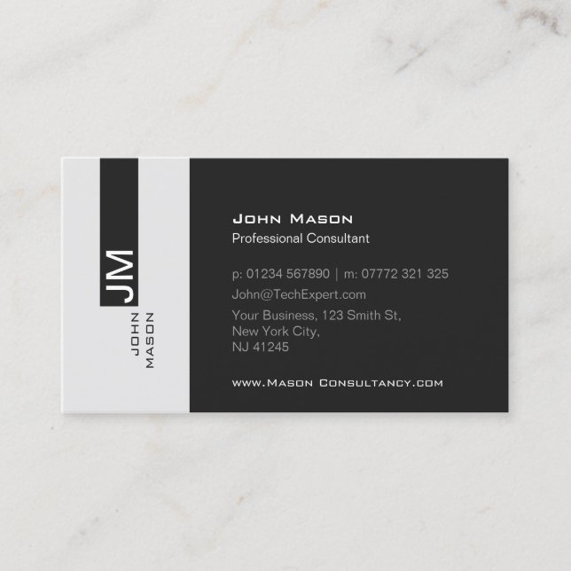 Visite Consultant moderne en gris et blanc - Carte de vis (Devant)