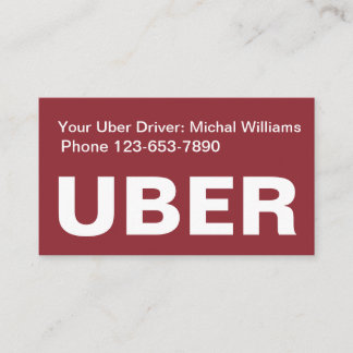 Visite Cool simple Uber Driver Ride Hailing Carte de visi