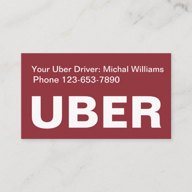 Visite Cool simple Uber Driver Ride Hailing Carte de visi (Devant)