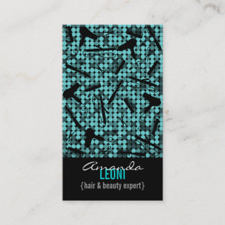 Visite Cool Turquoise Salon de cheveux Glam Carte de visi