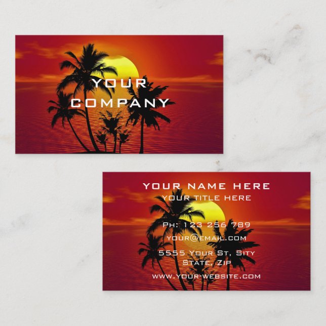 Visite Coucher de soleil sur l'île tropicale Carte de vis (Devant / Derrière)