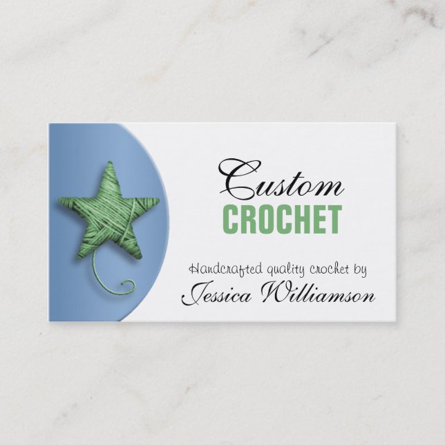 Visite Crochet Star en forme de fil vert bleu Carte de vi (Devant)