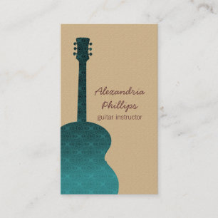 Visite Damask Guitar Music Carte de visite, Turquoise