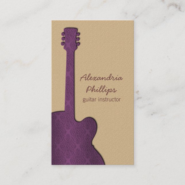 Visite Damask Guitar Music Carte de visite, violet (Devant)