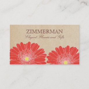 Visite Délicat Carte de visite, Fleurs rouges