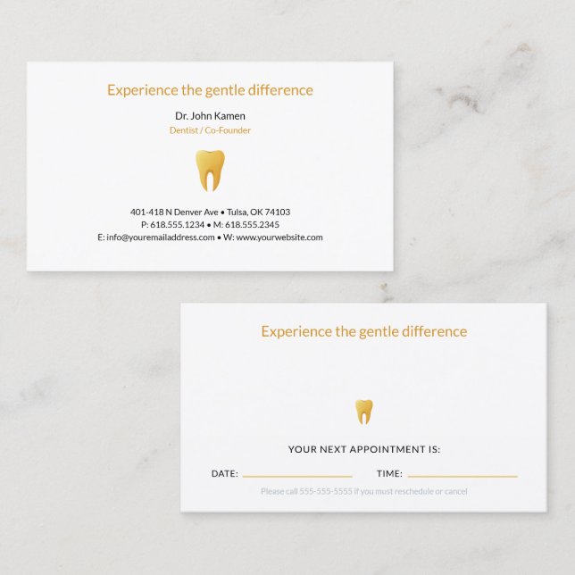 Visite Dentiste | Carte de rendez-vous dentaire (Devant / Derrière)