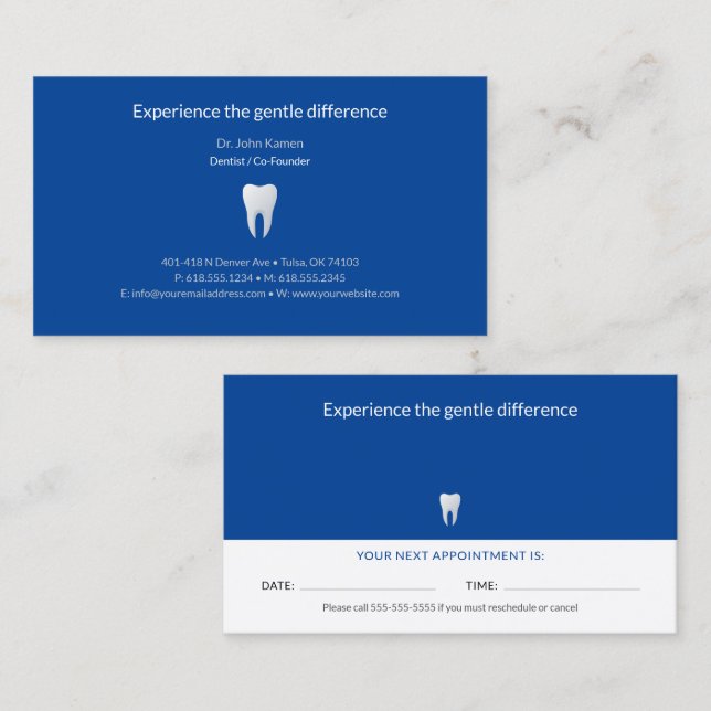Visite Dentiste | Carte de rendez-vous dentaire (Devant / Derrière)